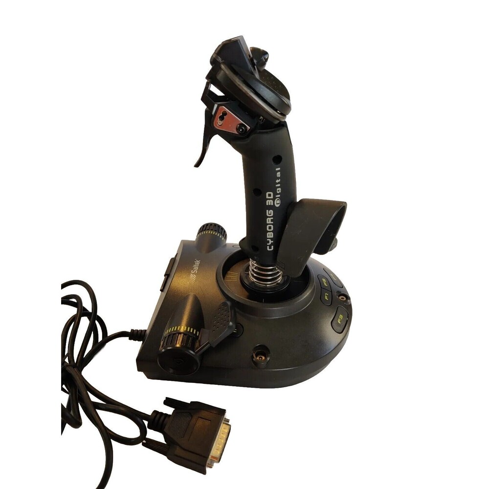 Vintage Saitek Cyborg 3D Digital Flight Simulator Joystick Model J15 Gameport - Picture 8 of 13